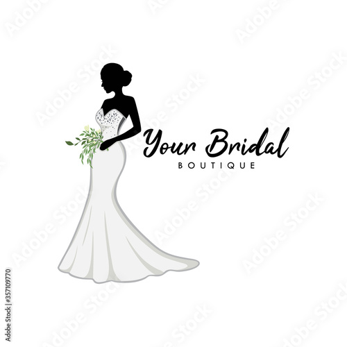 Bridal Boutique Logo  Gown Logo  Icon  Mannequin  Fashion  Beautiful Bride  Vector Design Template