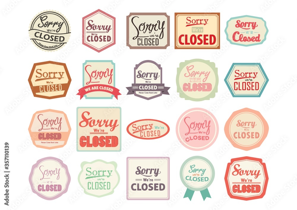 sorry we are closed labels collection