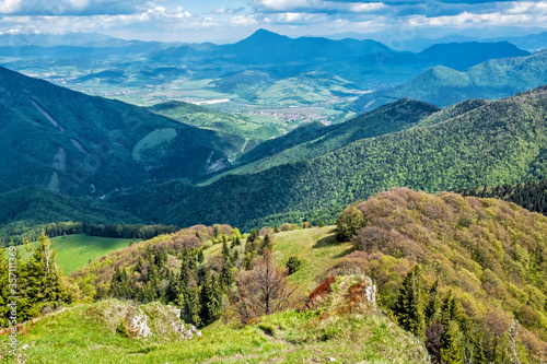 View from Osnica hill, Little Fatra, Slovakia, springtime scene photo