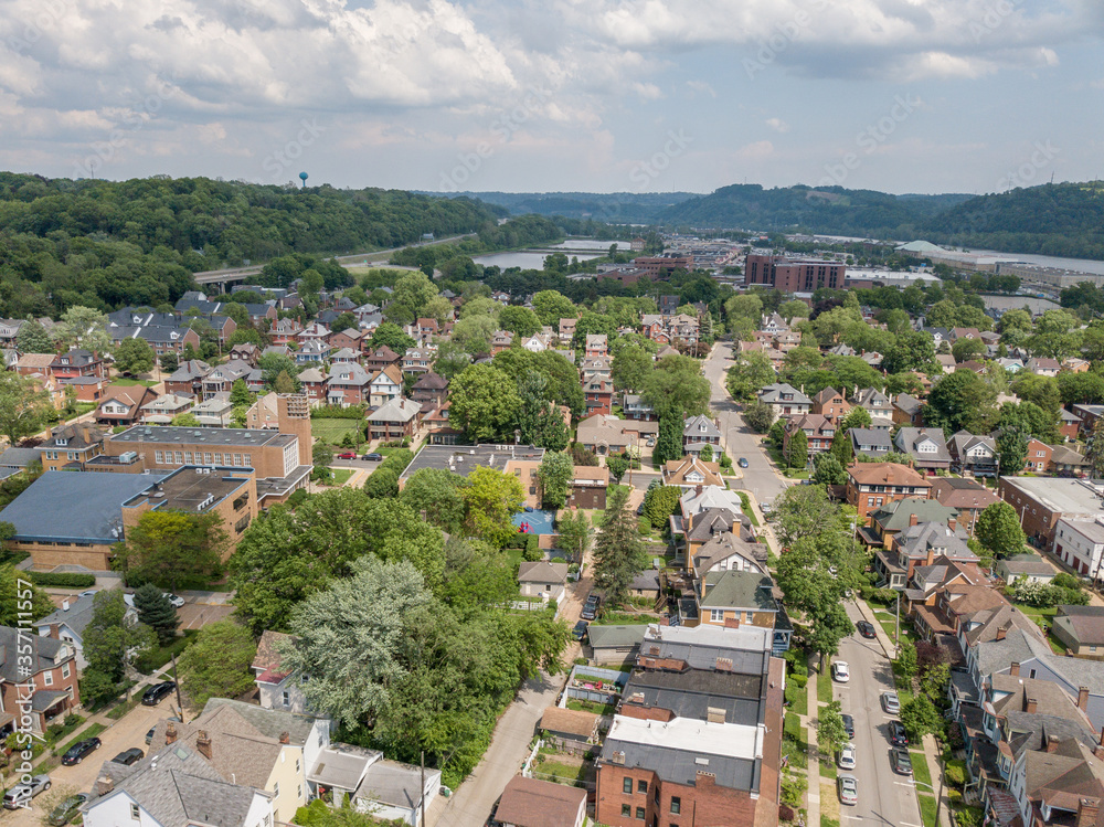 Aspinwall Pennsylvania Aerial Skyline cityscape