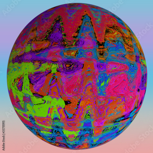 An abstract psychedelic 3d sphere shape background image.