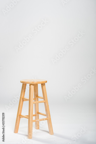 wooden stool on white background