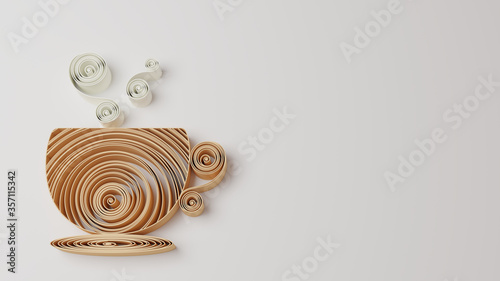 Paper quilling of coffee and tea on white