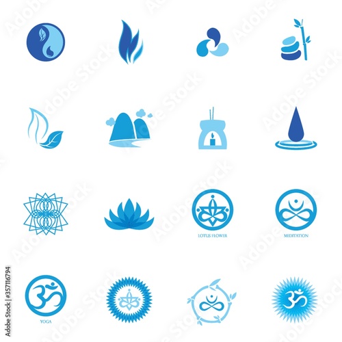 assorted zen and yoga icon set