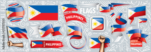 Vector set of the national flag of Philippines in various creative designs