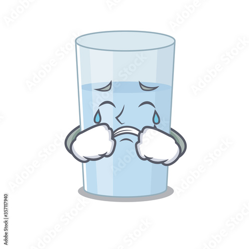 Caricature design of glass of water having a sad face