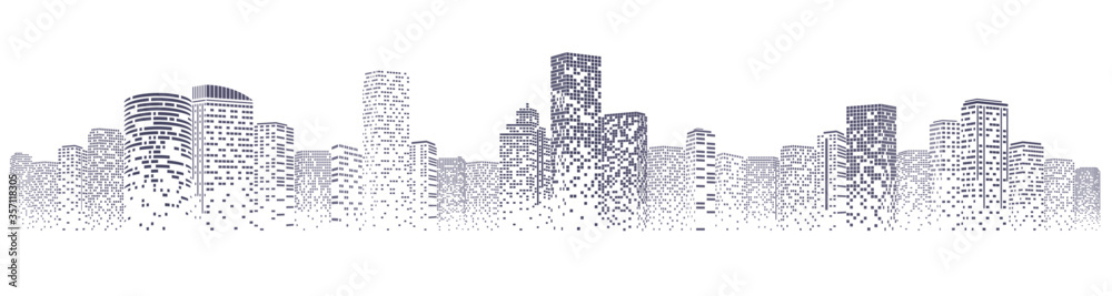 Futuristic night city. Building and urban vector Illustration, City scene on night time. Design graphic for web page or banner.