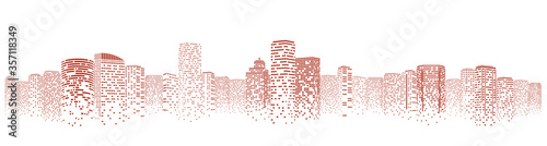 Futuristic night city. Building and urban vector Illustration, City scene on night time. Design graphic for web page or banner.