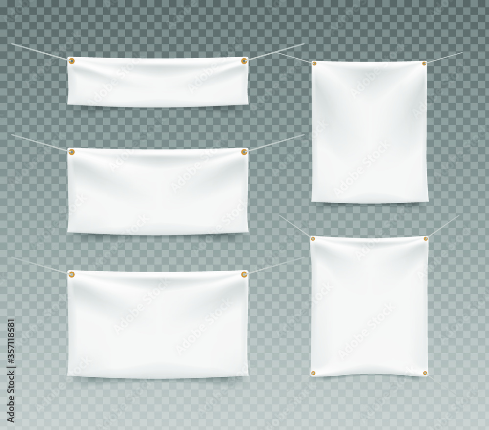 Textile Banners with Folds on White Background . Isolated Vector Elements Textile Banners with Folds on White Background . Isolated Vector Elements