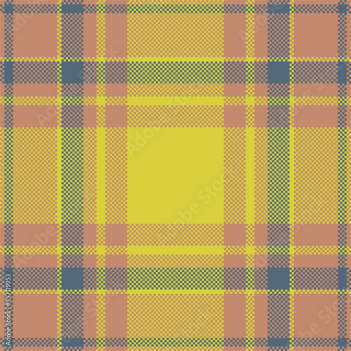 Pixel background vector design. Modern seamless pattern plaid. Square texture fabric. Tartan scottish textile. Beauty color madras ornament.