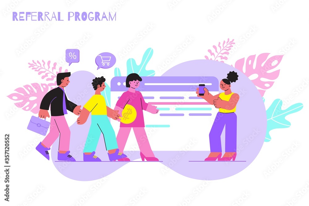 Fototapeta premium Referral Program Flat Composition