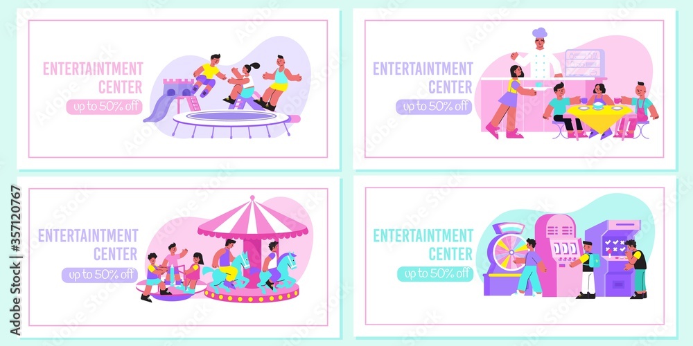 Entertainment Flat Banners Set Entertainment Flat Banners Set