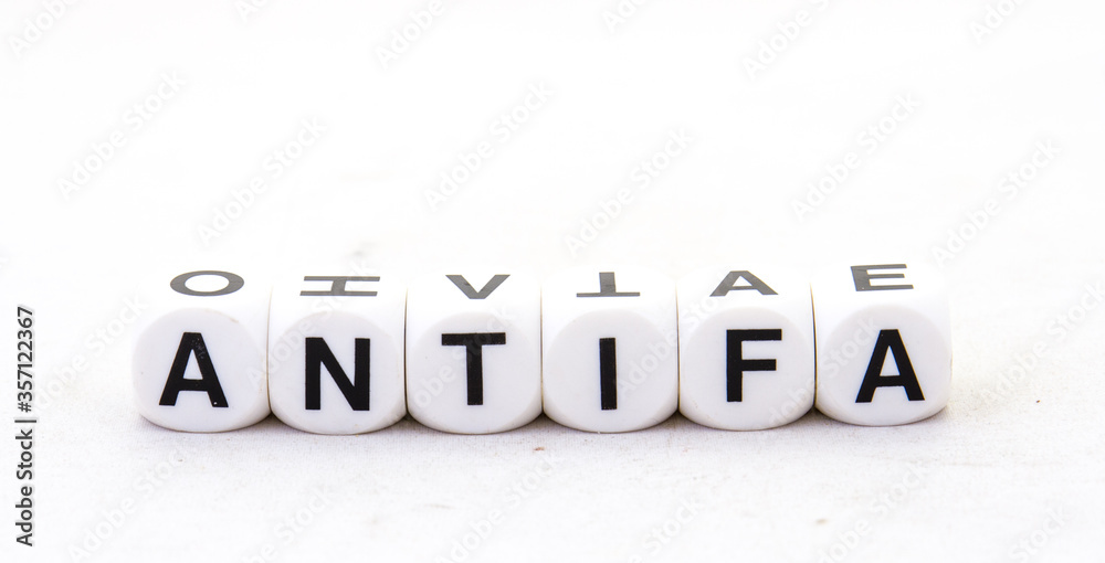 The word antifa in black text isolated on a clear background image with copy space in horizontal format The word antifa in black text isolated on a clear background image with copy space in horizontal format