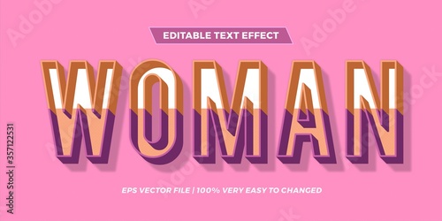 Text effect in 3d pastel color Woman words text effect theme editable retro concept