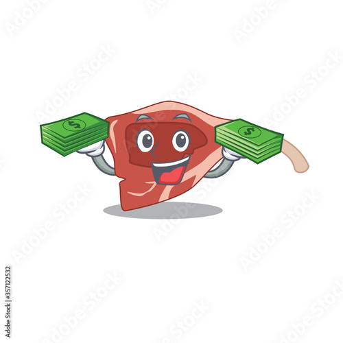 A wealthy lamb chop cartoon character with much money