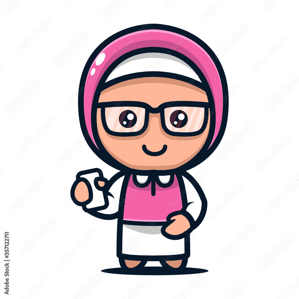 Cute hijab girl geek mascot design illustration vector template Cute hijab girl geek mascot design illustration vector template