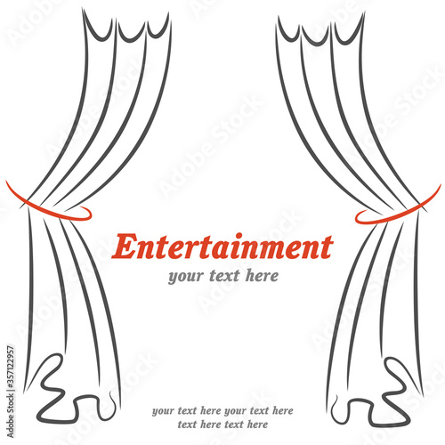 Entertainment vector poster with hand drawn curtains