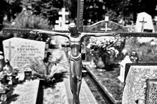 Abandoned cross on the cemetery.