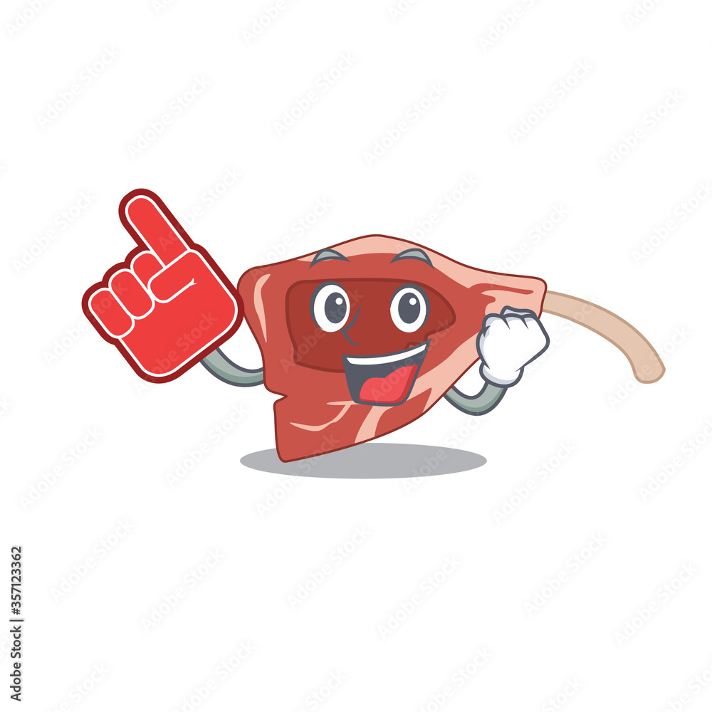 Obraz premium Lamb chop in cartoon drawing character design with Foam finge