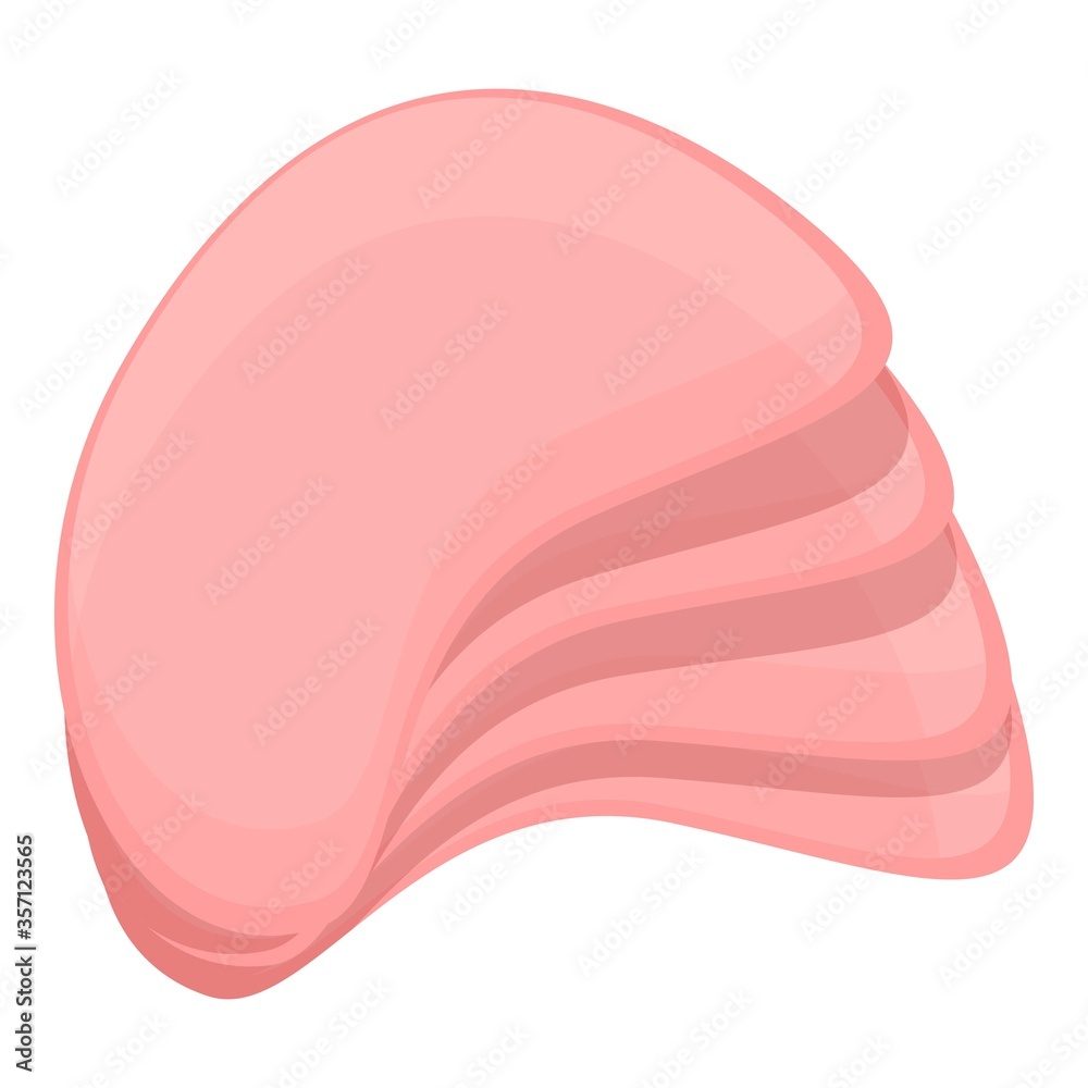 Slice of sausage icon. Cartoon of slice of sausage vector icon for web design isolated on white background Slice of sausage icon. Cartoon of slice of sausage vector icon for web design isolated on white background