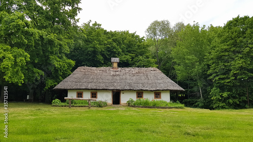 The old house of peasants in the museum Pirogovo. National Museum of Folk Architecture and Everyday Life of Traditional Folklore Houses of Different Regions of Ukraine