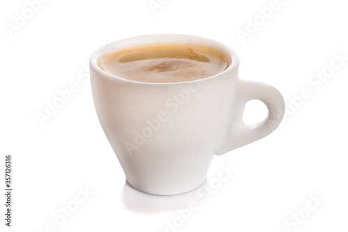 Coffee cup isolated on white with reflection.