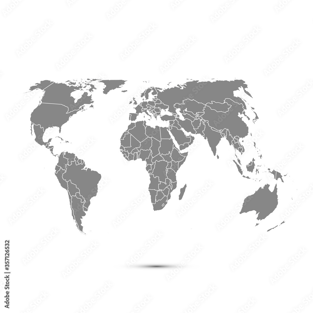 World Gray Map Globe On White Background America Asia Australia Europe Africa North America Map South America Vector illustration EPS10