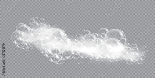 Bath foam soap with bubbles isolated vector illustration on transparent background. Shampoo and soap foam lather vector illustration.