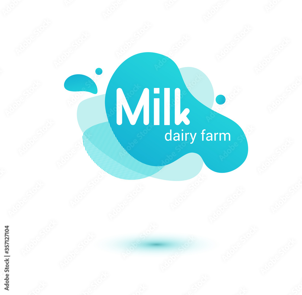 Milk badge and dairy labels with splashes and bolts. Milk badge with drop and splash for labels of package. Liquid amoeba shapes. Milk badge and dairy labels with splashes and bolts. Milk badge with drop and splash for labels of package. Liquid amoeba shapes.