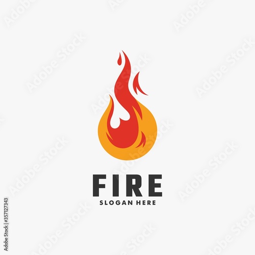 Vector Logo Illustration Fire Colorful Style.
