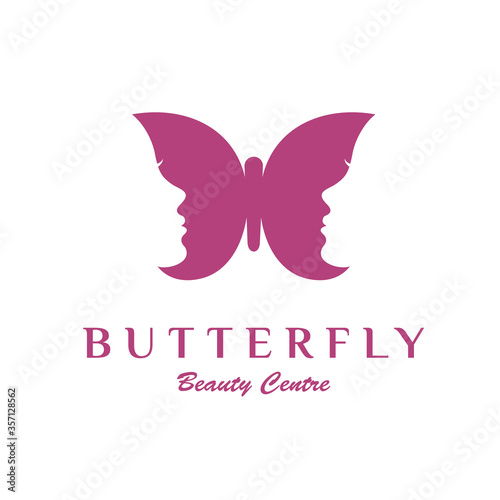 Canvas Print face butterfly logo concept, beauty, care, fashion, cosmetic design template