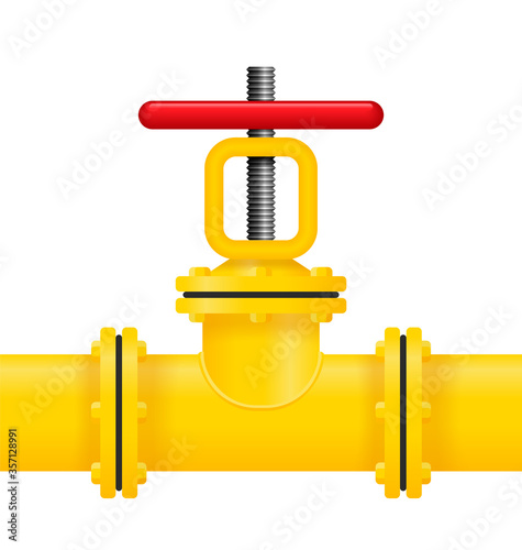 Gate valve of gas pipeline - engineering pipe communications - vector isolated illustration