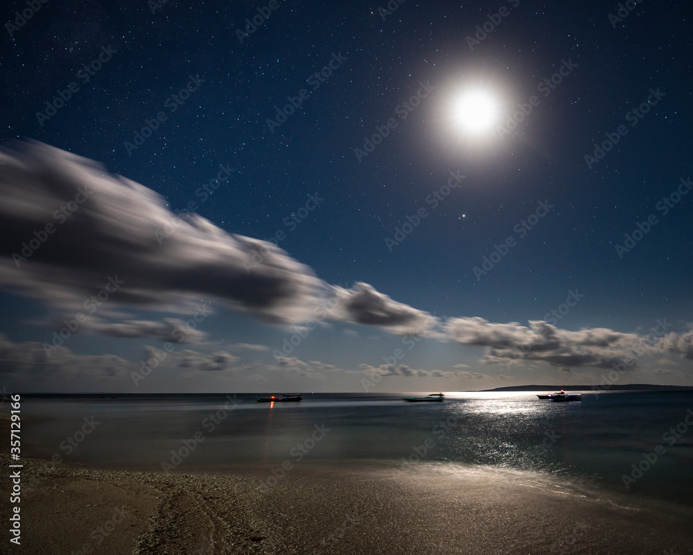 The moon on the beach in Sumba island, East Nusa Tenggara, Indonesia
