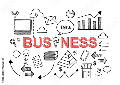 Business financial startup technology hand drawn doodle sketch element idea vector