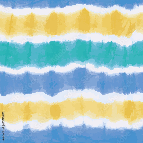 Colorful tie dye stripes seamless vector pattern. Textured japanese shibori background. Modern batik watercolor backdrop for fabric, wallpaper, scrapbooking projects, swimmwear.