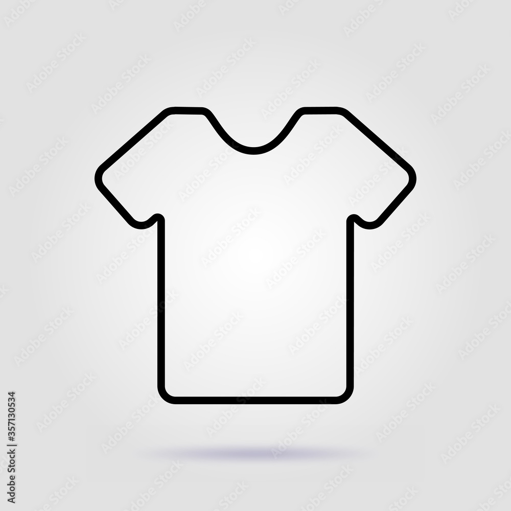 T-shirt line icon on gray background with soft shadow T-shirt line icon on gray background with soft shadow