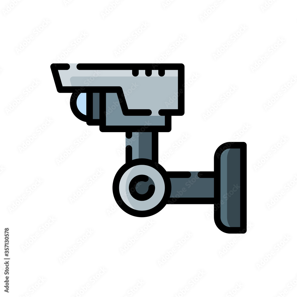 filled line style icon of security camera isolated on white background. EPS 10 filled line style icon of security camera isolated on white background. EPS 10