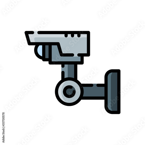 filled line style icon of security camera isolated on white background. EPS 10