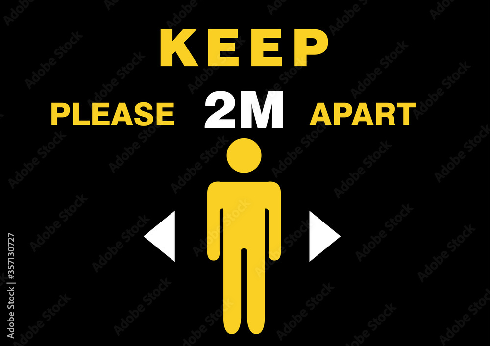 Keep Safe Distance Social Distancing in 2 Meter and Instruction Icon against the Spread of the Coronavirus Covid-19. Vector Image.