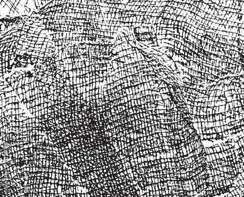 Grunge texture of soft gauze cotton fabric. Abstract monochrome background of coarse crumpled fabric. Vector illustration.