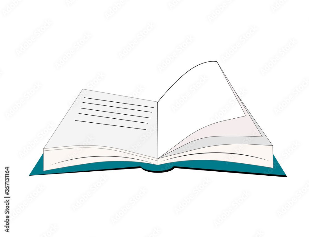 Vector flat icon of an open book (notebook, diary) isolated on a white background.
