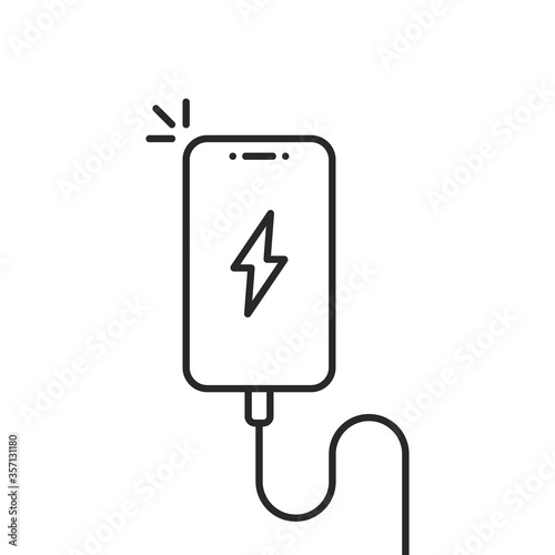 black linear phone with charging cable