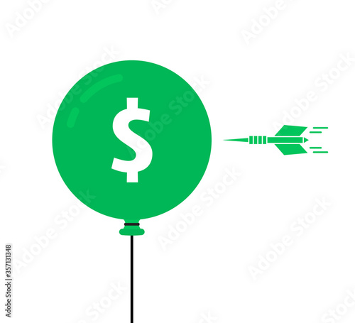 dart flying in bloated financial bubble