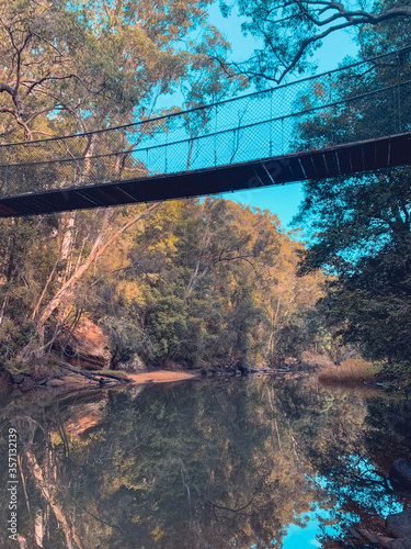 bridge over the river with reflections below