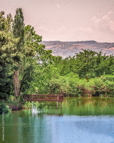 Thessaloniki 12 june 2020 : the technical lake in Thermi and the park the mucipality created for the locals to have a place to relax and walk photo