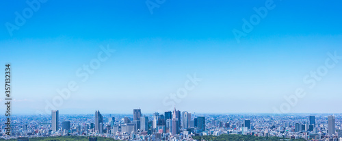 (東京都-風景パノラマ)青空と新宿方面風景１