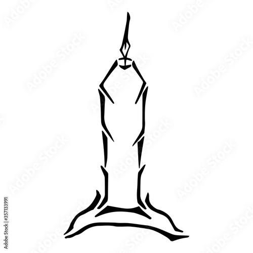 Hand drawn doodle stylized candle. Contour sketch. Vector illustration isolated on white background. Decoration for cards  banner  posters  prints  emblems.