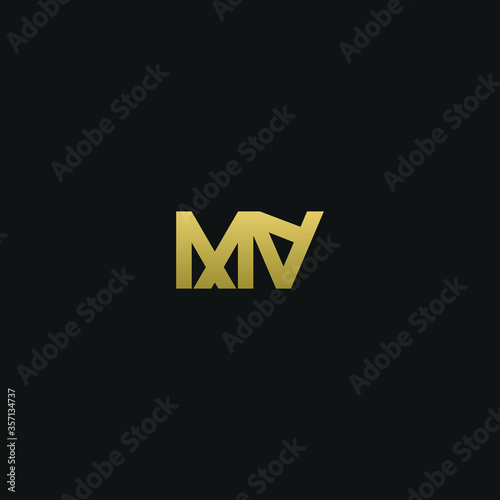 Creative modern elegant trendy unique artistic MV VM M V initial based letter icon logo.