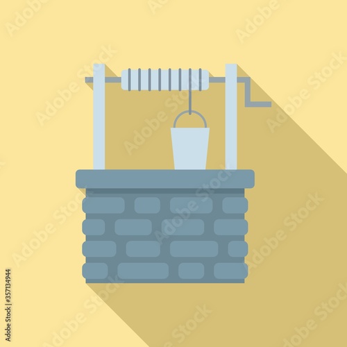 Old stone water well icon. Flat illustration of old stone water well vector icon for web design