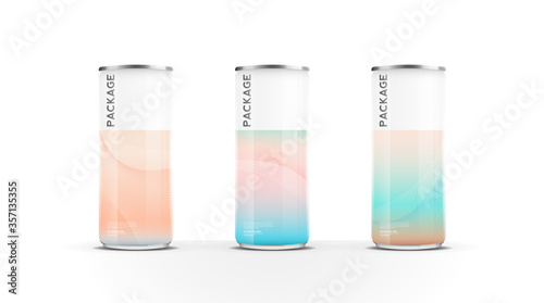 Aluminium cans for beer, water, juice energy drink or soda pack mock up template design on white background.vector.